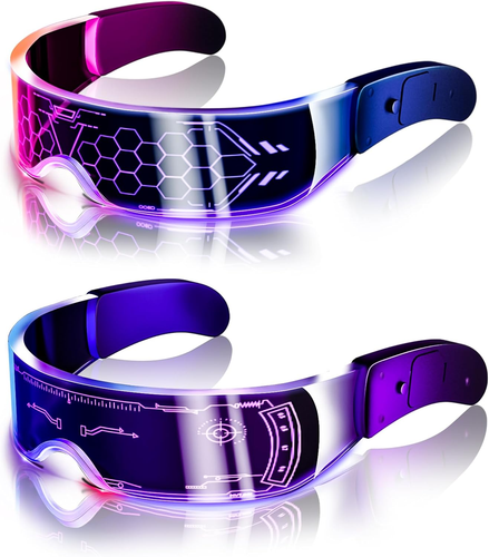 Gafas con visera LED 2 piezas de gafas luminosas LED de neon de 7 colori - Foto 10 di 12