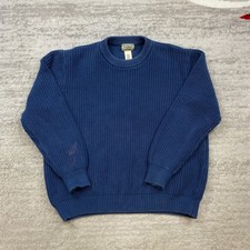 LL Bean Ribbed Knit Sweater Large Blue Outdoo...