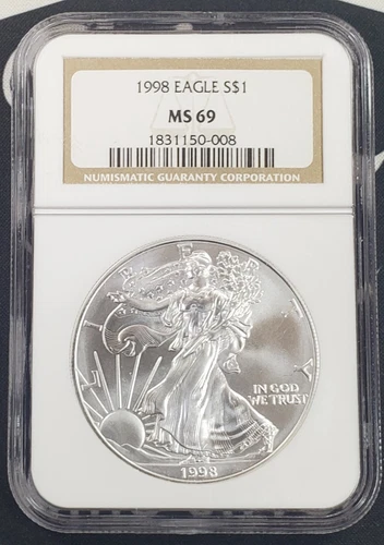 1998 American Silver Eagle - 1 oz .999 Fine Silver - NGC MS69