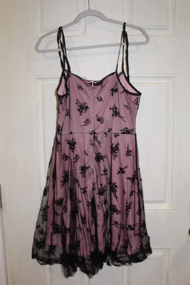 Vestido para mujer mediano/grande floral negro encaje falda transparente forro Foto 2 de 4