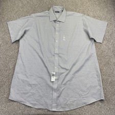NEW Van Heusen Tall Fit Shirt Mens Size 19 Withe Gray Geometric Short Sleeve