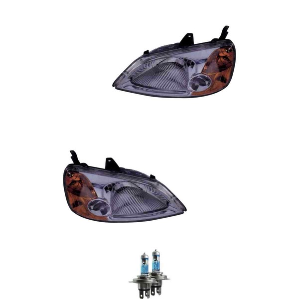 Halogen Scheinwerfer Set H4 FüR Honda Civic VII Stufenheck Inklusive Lampen-image