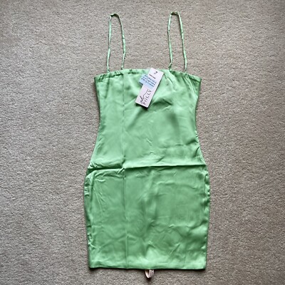 BNWT Oh Polly Back Before Dawn Mint Green Satin Bodycon Mini