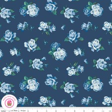 Riley Blake LIBERTY EMPORIUM 4775905B Navy Regent Rose Floral Quilt Fabric