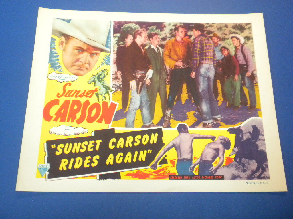 SUNSET CARSON RIDES AGAIN western movie lobby card 11X14 1940's/