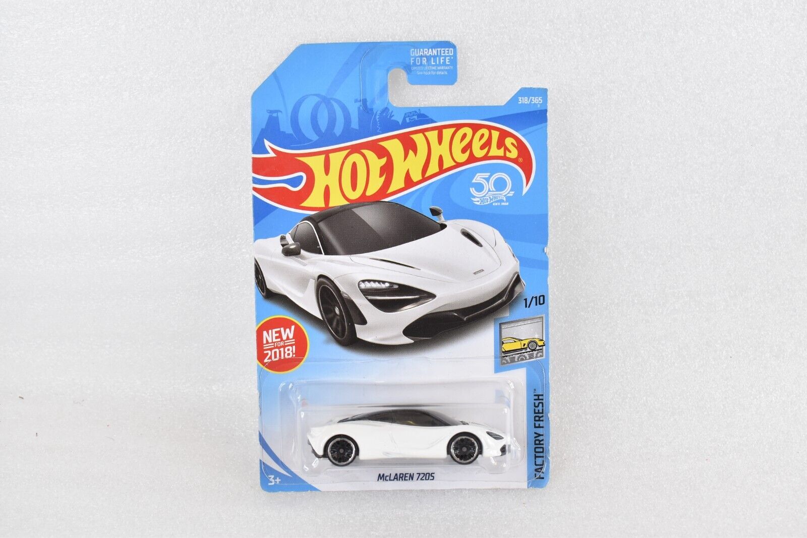 💎 Hot Wheels Factory Fresh 1/10 McLaren 720S 318/365 New For 2018 50th White