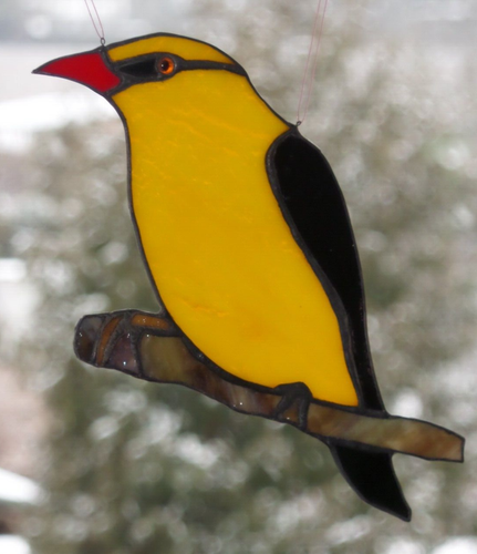 Bleiverglasung Fensterbild Suncatcher Pirol / Goldamsel in Tiffany - Bild 1 von 11