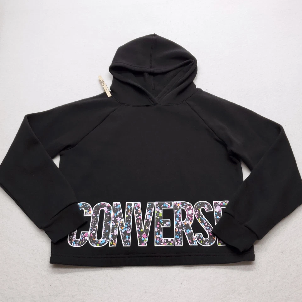 Sudadera Converse Informal Con Capucha Manga Larga Jóvenes Niñas Talla L Negra Foto 2 de 4