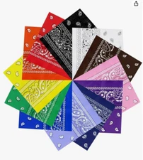 12 Pack of 100% Cotton Bandanas From Kaiser Collection