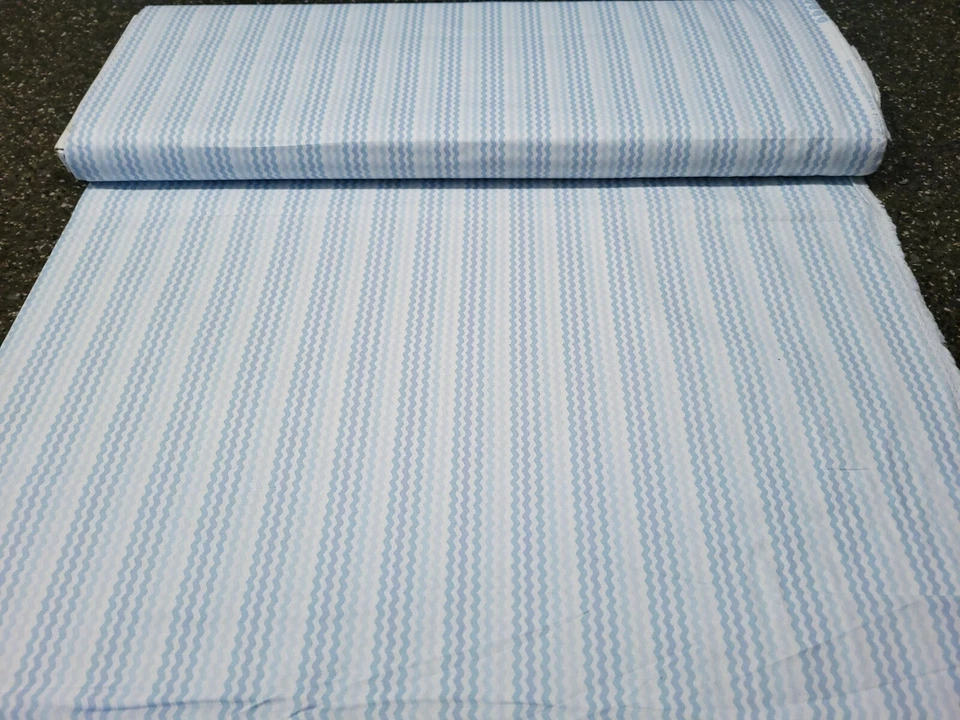 32" Sorbets Quilting Treasures Tonal Blue Wavy Stripe on White - Image 3 of 3