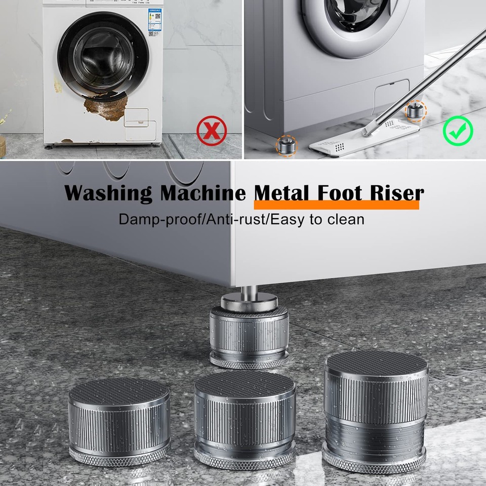 Adjustable Furniture Risers 1 Inch 4 Pack Non-Slip Metal Bed Risers ...