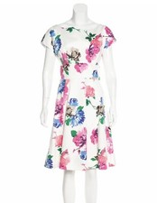 KATE SPADE In Full Bloom Pink Purple White Floral Boatneck Dress Size 10