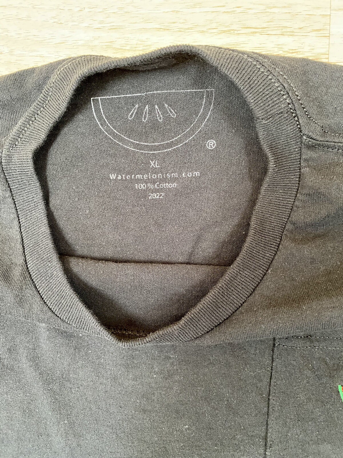 Watermelonism Long Sleeve Embroidered Watermelon Pocket Tee Black Men&rsquo;s Size XL