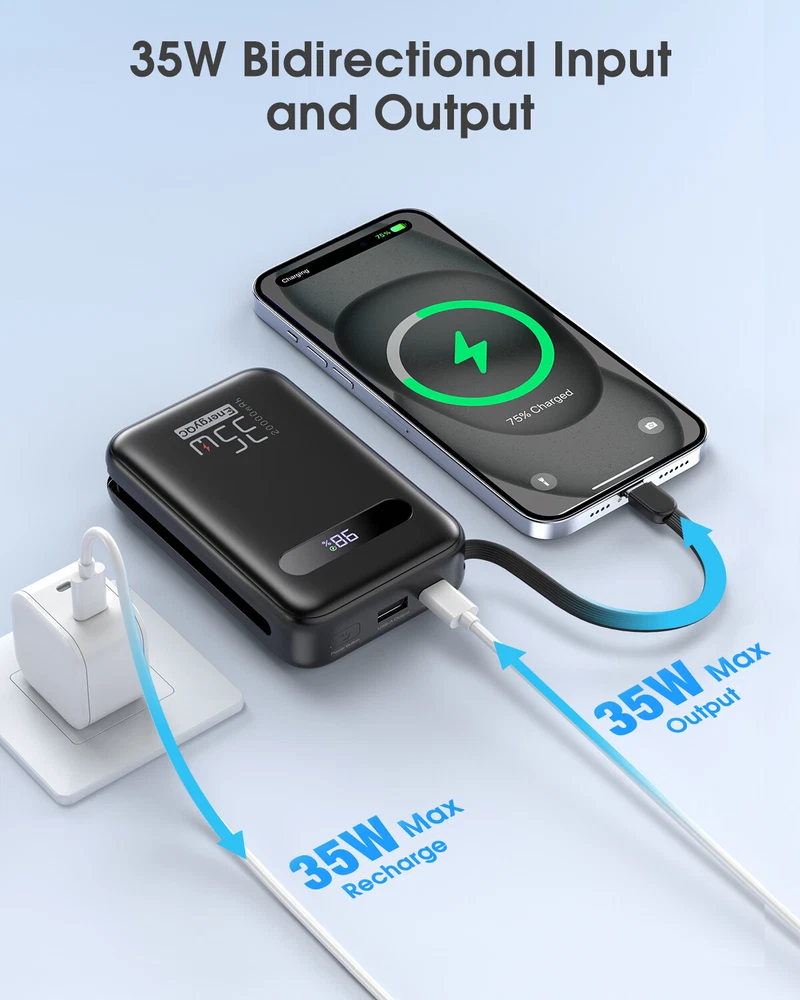 20000mAh 35W PD Fast Charging Power Bank for iPhone QC 4.0 Portable