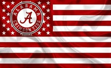 2 Alabama Crimson Tide Wavy Stars US Flag Design Vinyl STICKERS 5x3.15 Decal