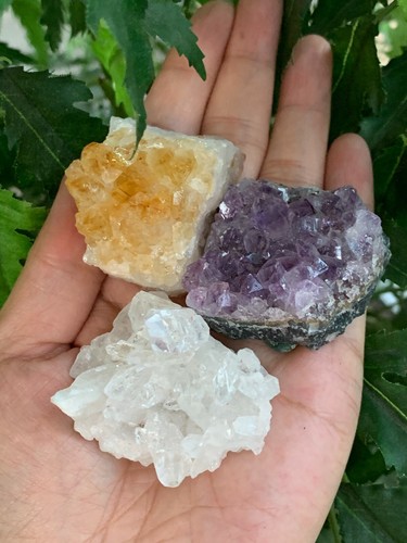 3 Piece Healing Crystal: Citrine, Amethyst &Clear Quartz Crystal Clusters Geodes - Picture 2 of 10