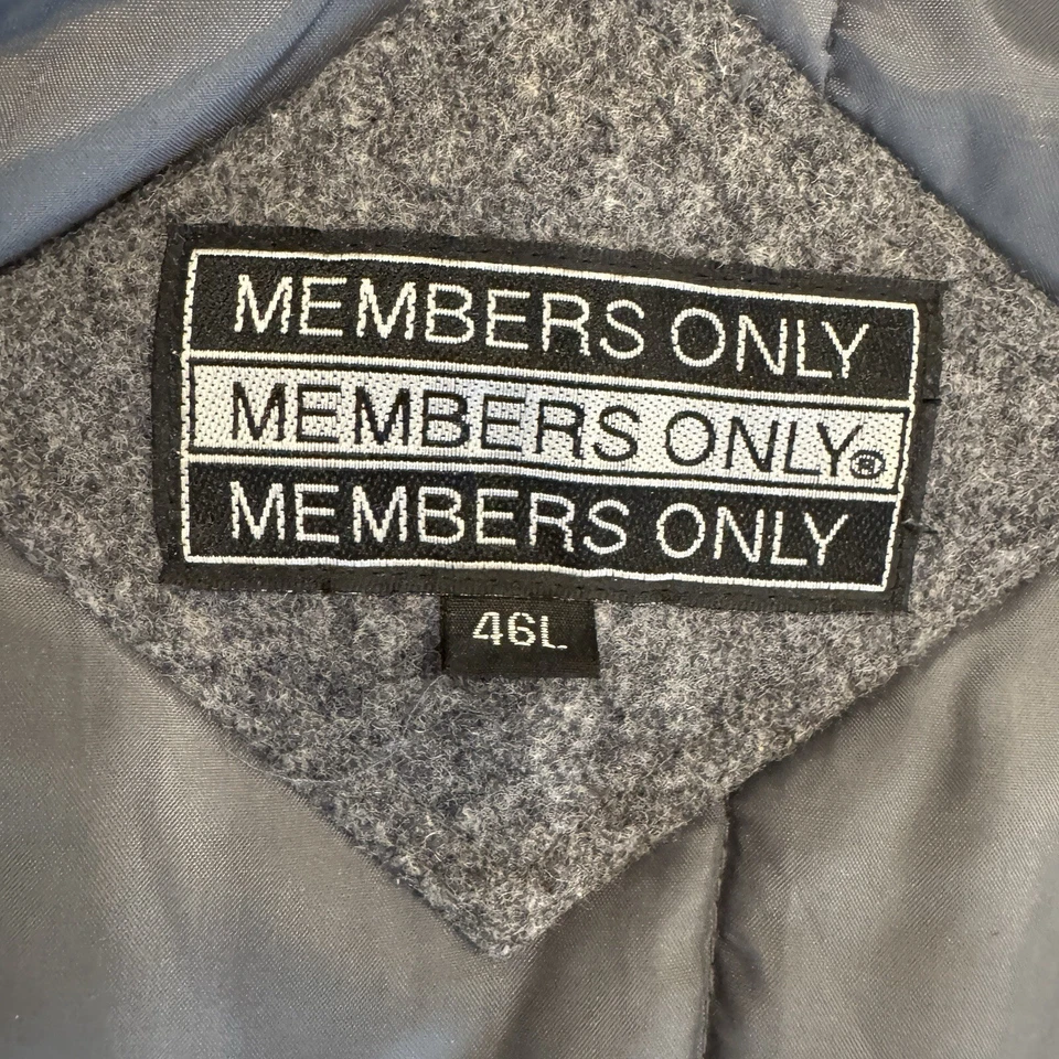 VTG! Members Only 100% Wool Bomber Jacket Coat Men's Charcoal Gray 90's 46L - Image 4 of 4