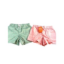 Wonder Nation Girls Shorts Pack of 2 Orange Solid/Green Yellow Floral Size M 7-8