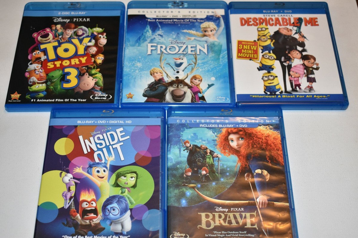 Disney Blu Ray Lot Pixar Frozen Brave Good Inside Out Toy Story 3