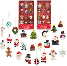 Mini Resin Christmas Ornaments Set of 24 - Rustic Christmas Decorations