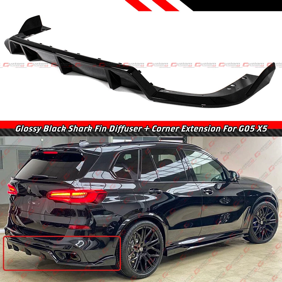 For 19-25 BMW X5 G05 M Sport Gloss Black Rear Bumper Diffuser W/Corner Extension - Image 2 of 4