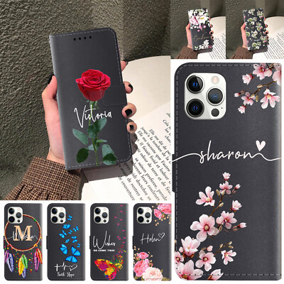 Pretty Personalised Wallet Leather Case Cover For iPhone 15 16 Pro Max 14 13 12