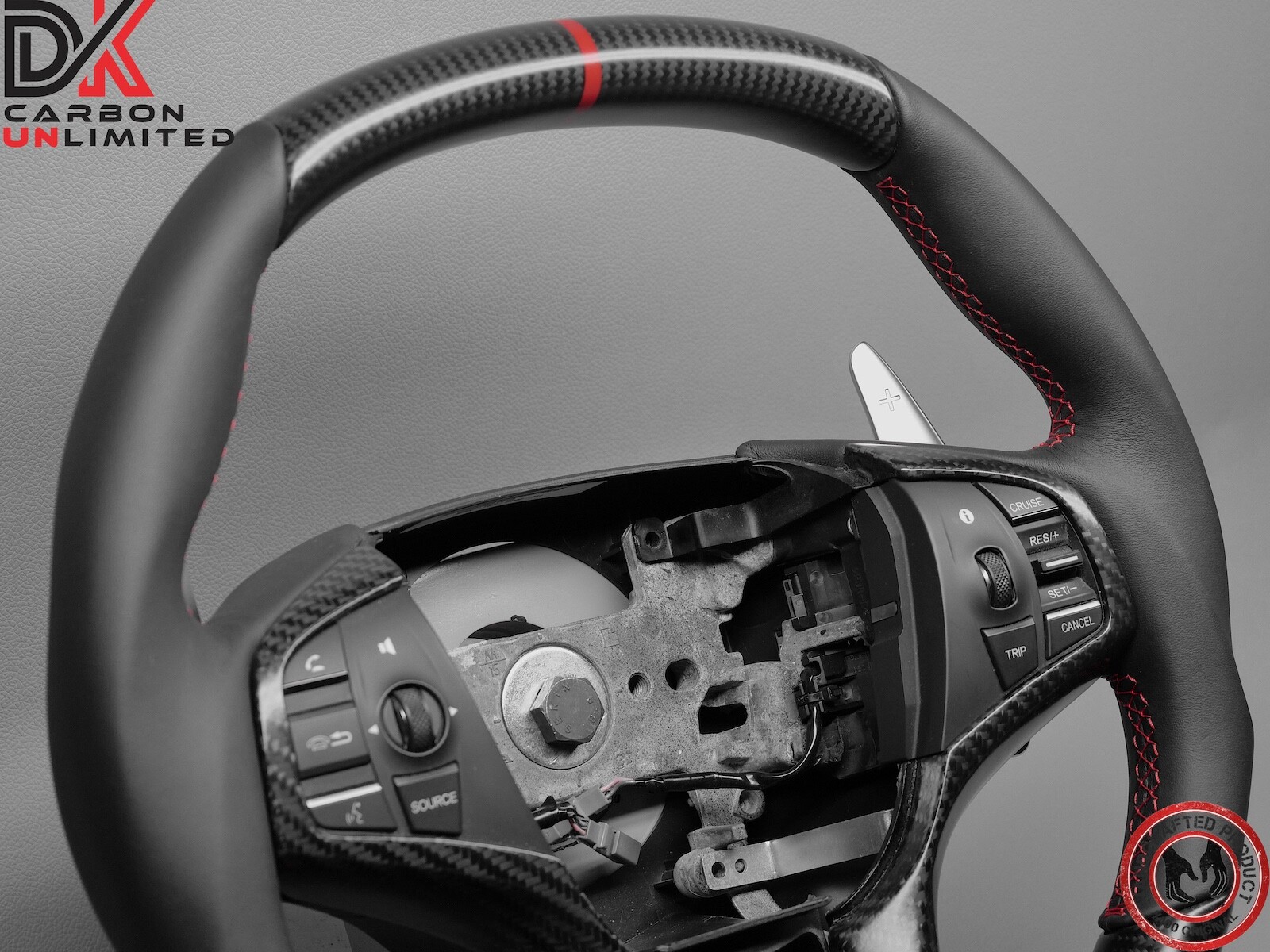 Acura NSX 2nd Gen NC1 2016 2022 Red Ring Napa Satin Matte Carbon Steering Wheel
