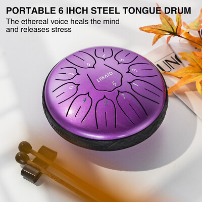 LEKATO stalen tongtrommel 15 cm 11 noten, C-majeur handpan regentrommel voor buiten tuin geluidsgenezing, stalen legering etherische