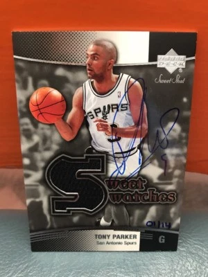 2004-05 Upper Deck Ultimate Collection Tony Parker Auto/Jersey Buyback #’d 14 - Photo 1/4
