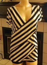 Womens Verve Ami Black And White Striped Shirt Size Large