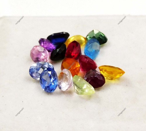 12 Pcs Natural Mix Color Sapphire 7x5 mm CERTIFIED Loose Gemstone Lot Oval Cut - Foto 4 di 8