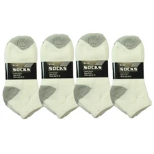 Men Ankle Quarter Crew 2 Tones Cushioned Sport Socks Cotton Low Cut Size 9-13