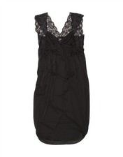 VINTAGE Womens Sleeveless Shift Dress UK 12 Medium Navy Blue Floral BT01