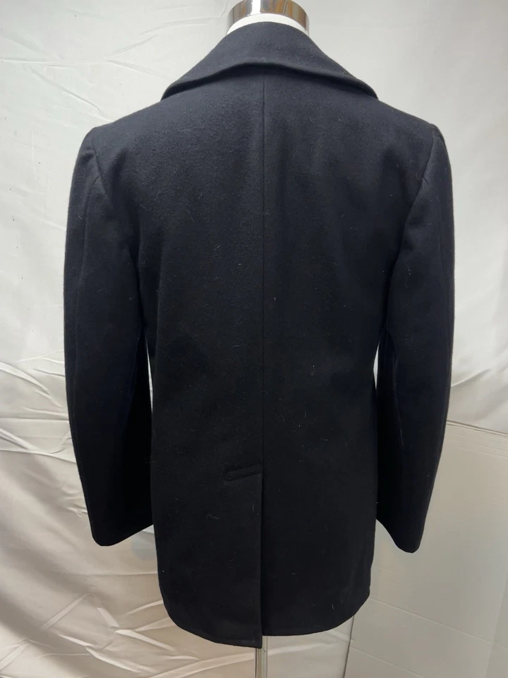 美国海军复古男式 38R 双排扣 Pembroke Melton Anchor 豌豆大衣军用 — 第 4/4 张图片