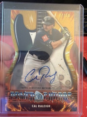 Topps Bowman Chrome Power Chords PC-21 Cal Raleigh Auto 07/50 Mariners