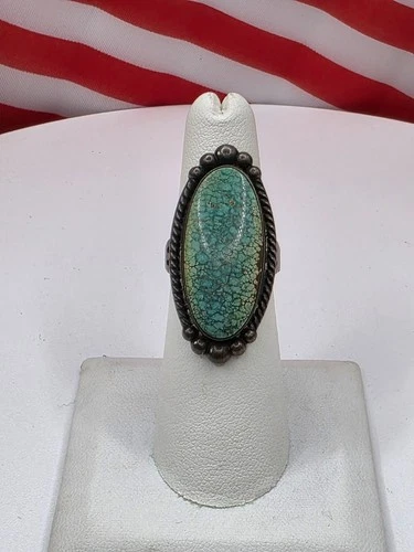 Antique Indian Pawn Turquoise and Sterling silver ring