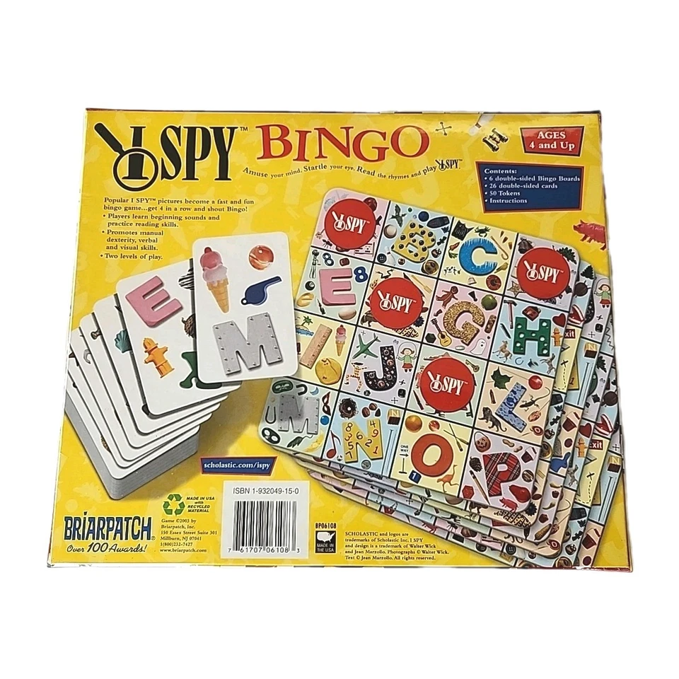 I SPY BINGO Briarpatch Game 4yrs+ Kids Children Family Fun NIB Sealed Gift Idea - Image 2 of 4