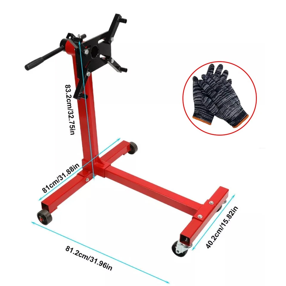 Engine Gearbox Support Stand 1000 lbs 450kg Heavy Duty Swivel Transmission Red - Image 2 of 4