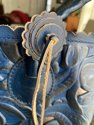 Patricia Nash Tooled Cut Out Leather Estella Tote In Cobalt NWT - Picture 10 of 15