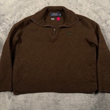 Polo Ralph Lauren Sweater Boys Large Brown Long Sleeve Mock Neck Quarter Zip
