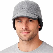 L.L. Bean Fleece Ear Flap Hat Gray Trapper Style Adjustable Winter Cap Unisex