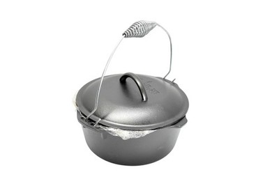 Lodge Seasoned Cast Iron Dutch Oven Casserole Pot Black W Lid Spiral Bail 5 Qt