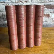 Vtg Antique Style Faux Book CD Holder Storage Box Rack 10 Red Plastic 90s