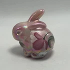 Vintage Fenton Glass Bunny Rabbit Figurine "Baby Bunch" Rosemilk Iridescent RARE