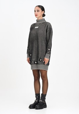 MAISON MARGIELA Kleidung Frau Schwarz Kleid Kurz Mit Dünn Streifen Und Pat