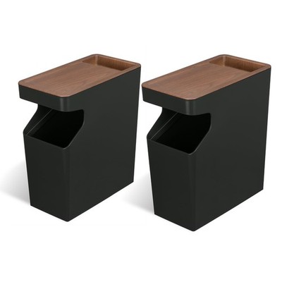 Home Zone Living 2-Pack 2-Gallon Small Trash Can, Slim Rectangular Wastebasket