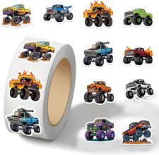 500PCS Cartoon Monster Truck Stickers - 10 Styles for Parties