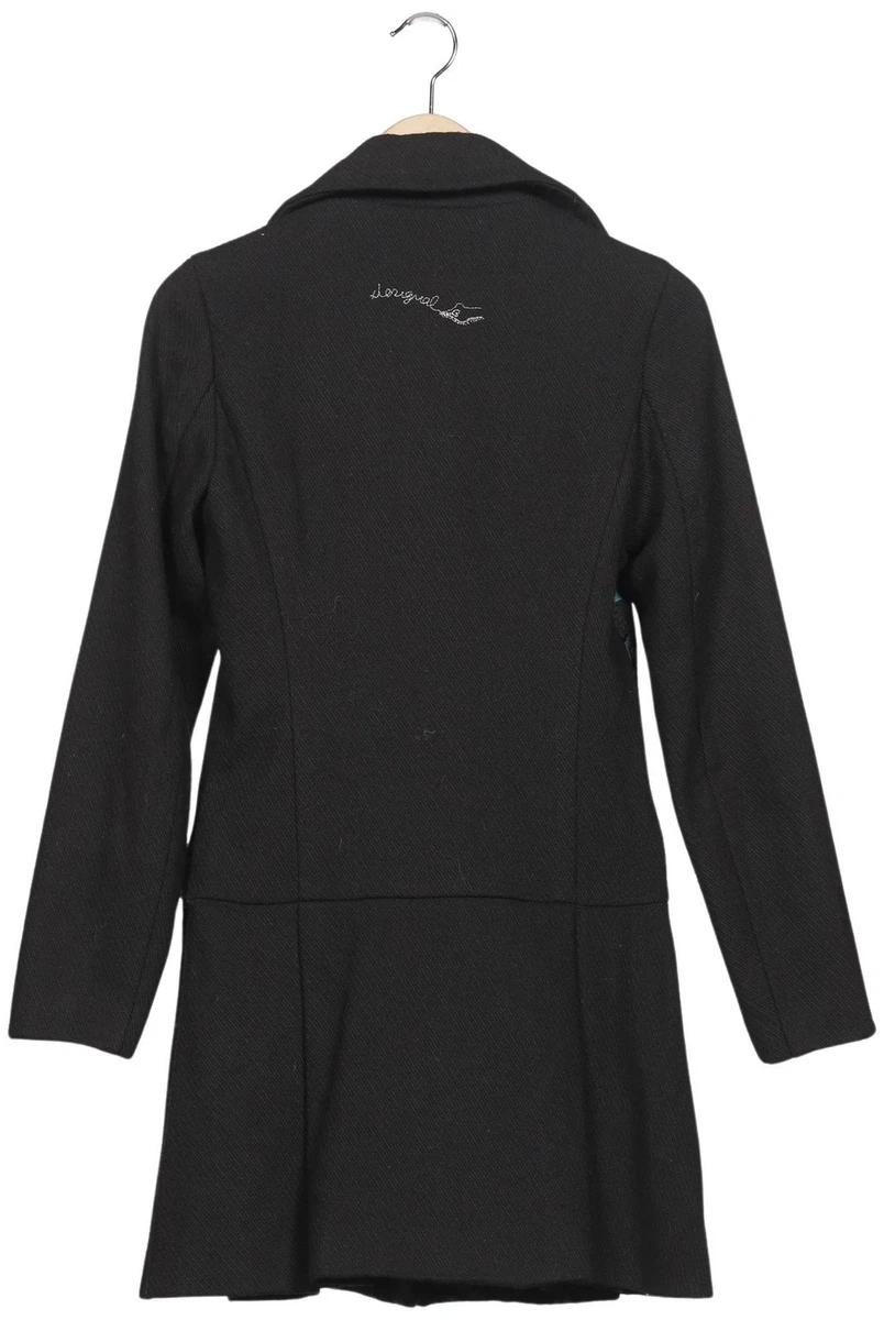 Desigual Mantel Damen Jacke Parka Gr. 36 Wolle Baumwolle Schwarz #5o2hiya