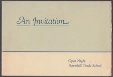 An Invitation to Open Night Haverhill Trade School 1936 Massachusetts