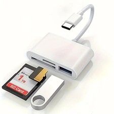 USB C to SD Card Reader, 3-in-1 Hub Converter, Micro SD TF Memory Type-C Adapter